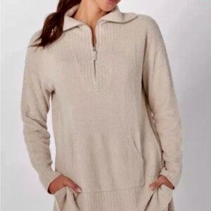 Barefoot Dreams CozyChic Lite Zip-Up in Cream Size M